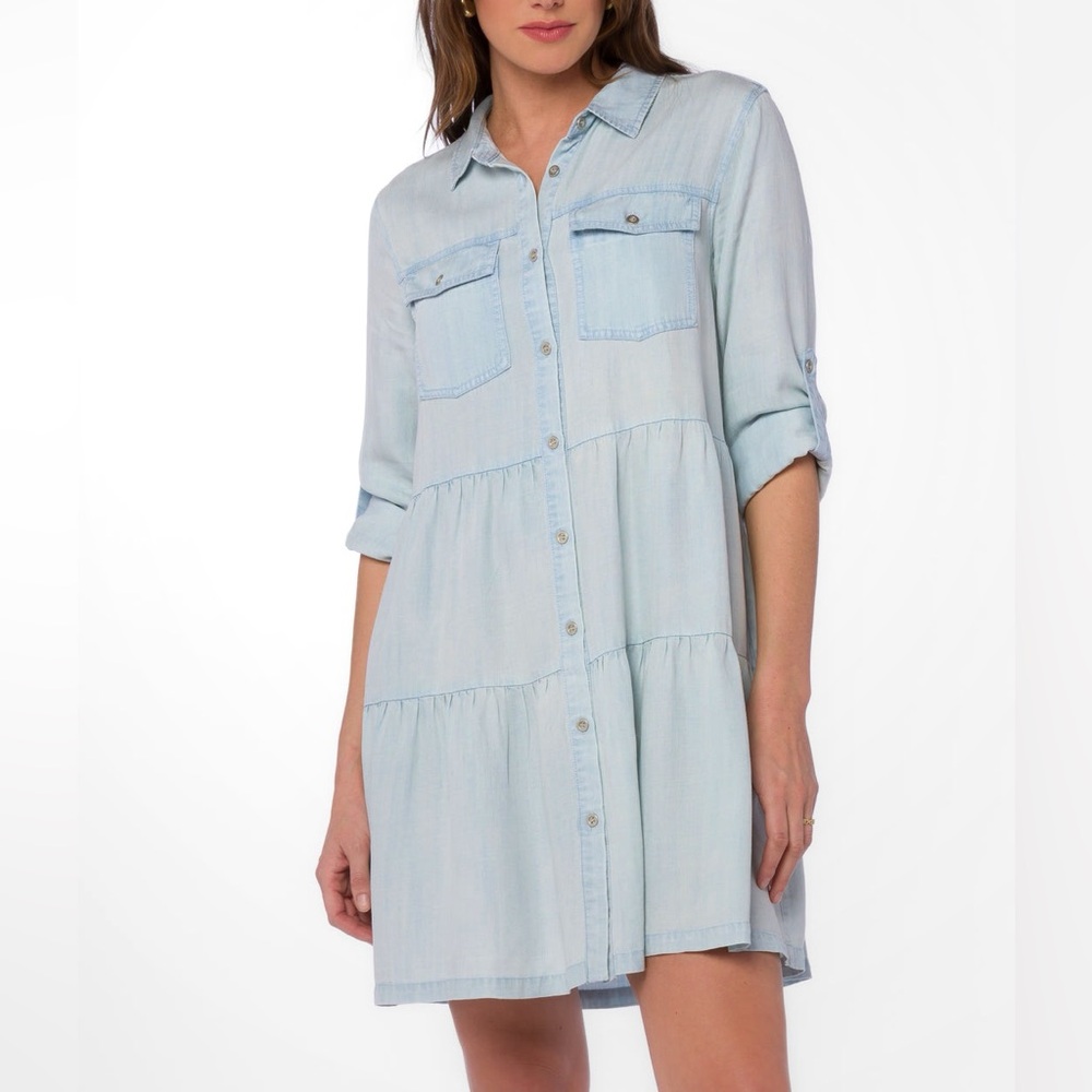 Velvet Heart Chambray BREE LIGHT BLUE ANGEL DRESS Tencel Lyocell Soft Denim XS